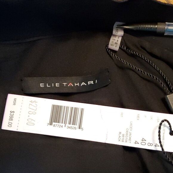 NEW Elie Tahari Lacey Jacket Blazer Sz 4 Black V Neck Fully Lined - Picture 5 of 7